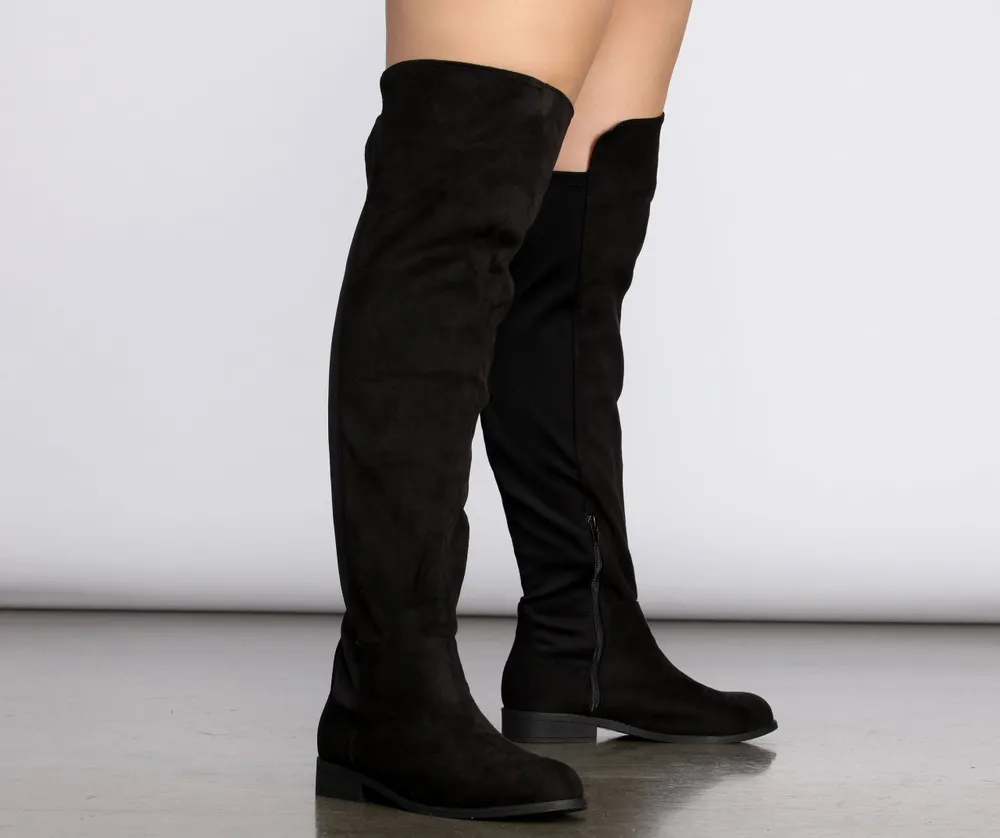 thigh high wide calf flat boots