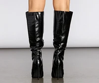 Knee-High Reptilian Stiletto Boots
