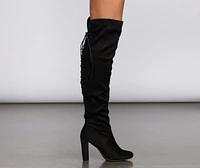 Play It Up Lace Thigh High Boots