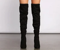 A Chic Vibe Over The Knee Block Heeled Boots