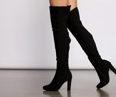50 and Thigh High Faux Suede Knit Boots