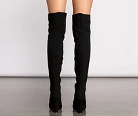 50 and Thigh High Faux Suede Knit Boots