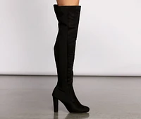 50 and Thigh High Faux Suede Knit Boots