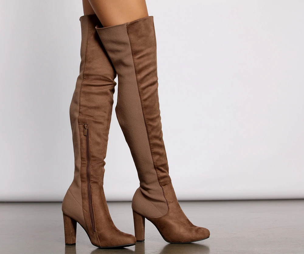50 and Thigh High Faux Suede Knit Boots