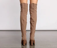 50 and Thigh High Faux Suede Knit Boots