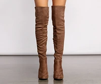 50 and Thigh High Faux Suede Knit Boots