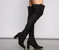 Faux Suede Over The Knee Block Heel Boots