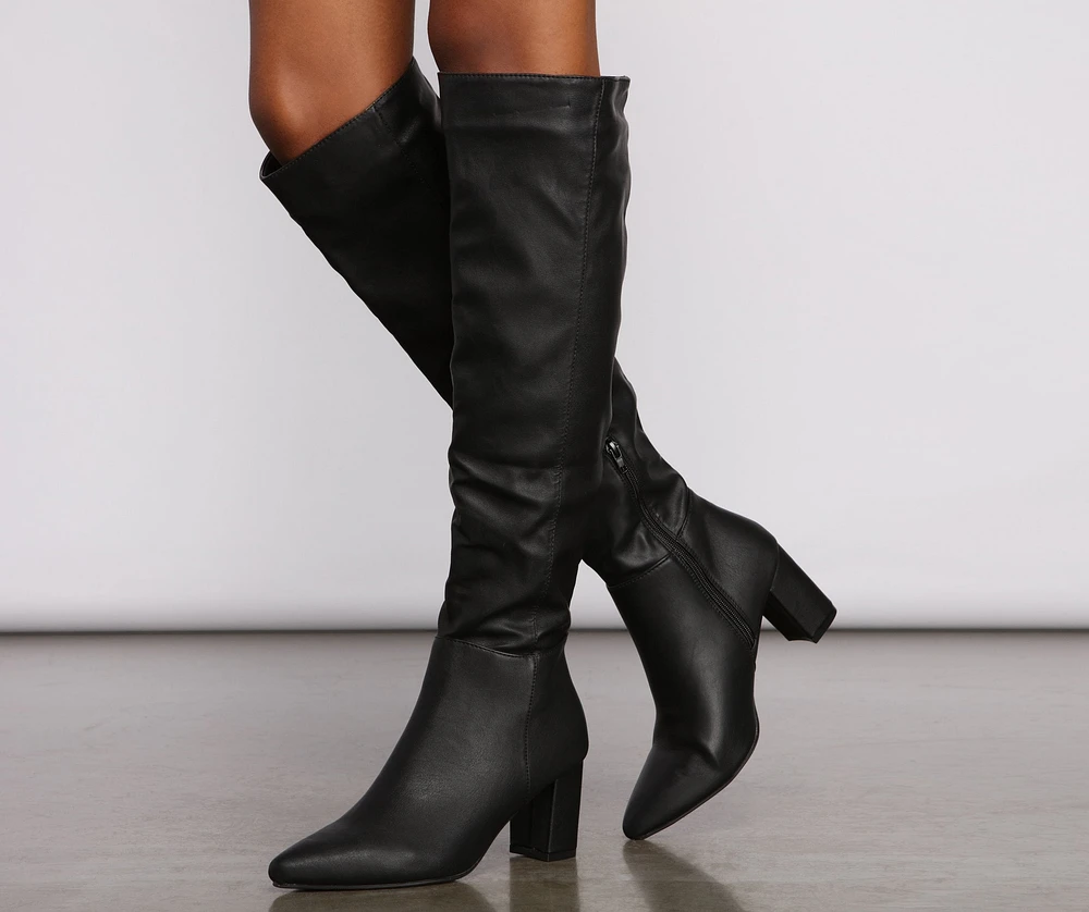 Lead The Way Faux Leather Over Knee Boots