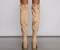 Faux Suede Over The Knee Block Heel Boots
