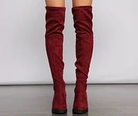 Faux Suede Over The Knee Lug Sole Boots