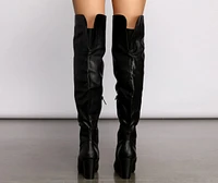 Sleek And Sassy Over The Knee Block Heeled Boots