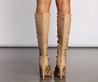 Chic Caged Below The Knee Stiletto Boots
