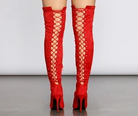 Lace Up Glamour Stiletto Boots