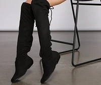 Faux Microsuede Lace-Up Boots