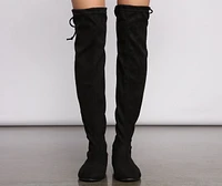 Faux Microsuede Lace-Up Boots
