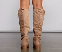 Fall For Faux Suede Stacked Heel Boots