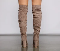 Faux Suede Knee-High Block Heel Boots