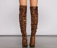 Over the Knee Faux Suede Leopard Print