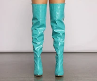 Fashionista Chic Croc Embossed Faux Leather Boots