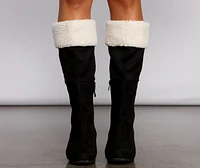 Cozy Vibes Sherpa Lined Wedge Heel Boots