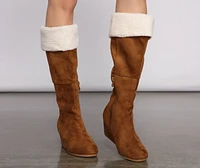 Cozy Vibes Sherpa Lined Wedge Heel Boots