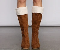 Cozy Vibes Sherpa Lined Wedge Heel Boots
