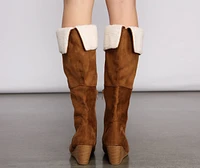 Cozy Vibes Sherpa Lined Wedge Heel Boots