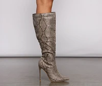 Stylish Vixen Snake Print Stiletto Heel Boots