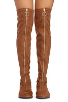Zipped Faux Suede Boots