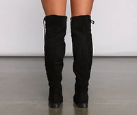 Faux Suede Lace-Up Over-The-Knee Boots