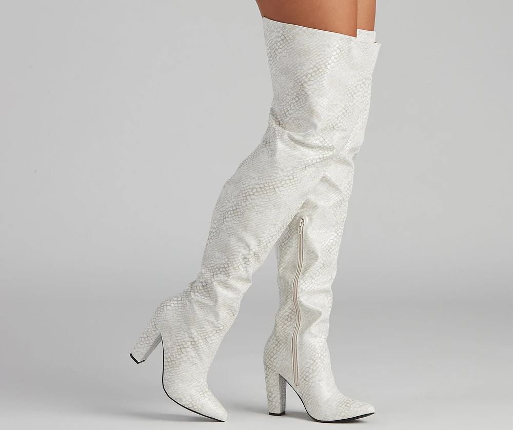Major Sass Snake Print Faux Leather Boots