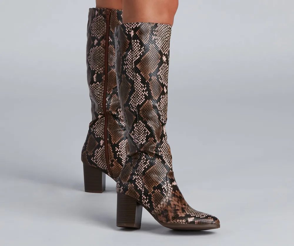 Windsor Chic Snake Faux Leather Boots | Montebello Center