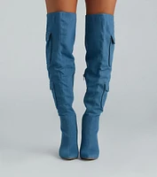 Bold Babe Denim Over-The-Knee Stiletto Boots