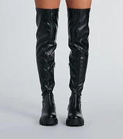 Command Platform Faux Leather Over-The-Knee Boots