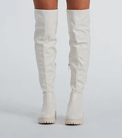 Stomp It Up Thigh-High Lug Boots
