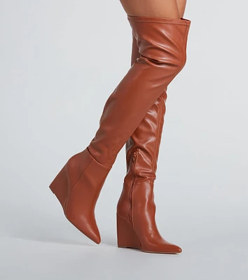 Standing Out Wedge Over-The-Knee Boots