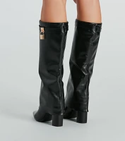 Top Tier Faux Leather Charm Foldover Boots