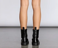 Faux Leather Lace-Up Combat Boots