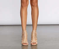 Caged Style Block Heeled Booties