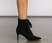 Lace Up Faux Nubuck Stiletto Booties