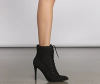 On Point Lace Up Stiletto Booties
