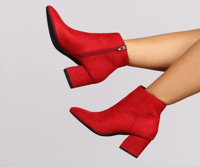 Lady In Red Block Heel Booties