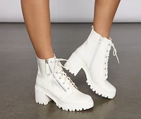 Edgy and Chic Faux Leather Lug Booties