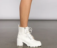 Edgy and Chic Faux Leather Lug Booties