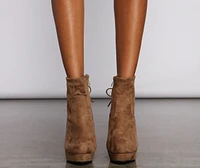 Faux Suede Platform Lace-Up Booties