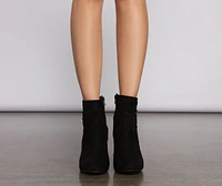 All About Ruched Faux Suede Ankle Booties