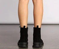 Faux Suede Utility Booties