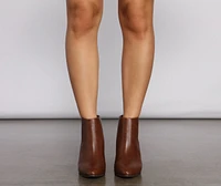 Faux Leather Stacked Block Heel Booties