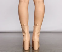 Faux Leather Basic Pointed Toe Booties