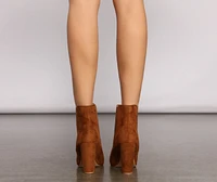 Basic Faux Suede Block Heel Booties